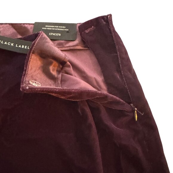 Black Label by Chico's Dark Purple Velvet Wide Leg Pants, Size 1 Regular NWT - Picture 5 of 9